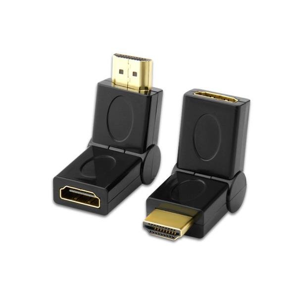 محول HDMI مطلي بالذهب قابل للإنحناء بزاوية 180 درجة