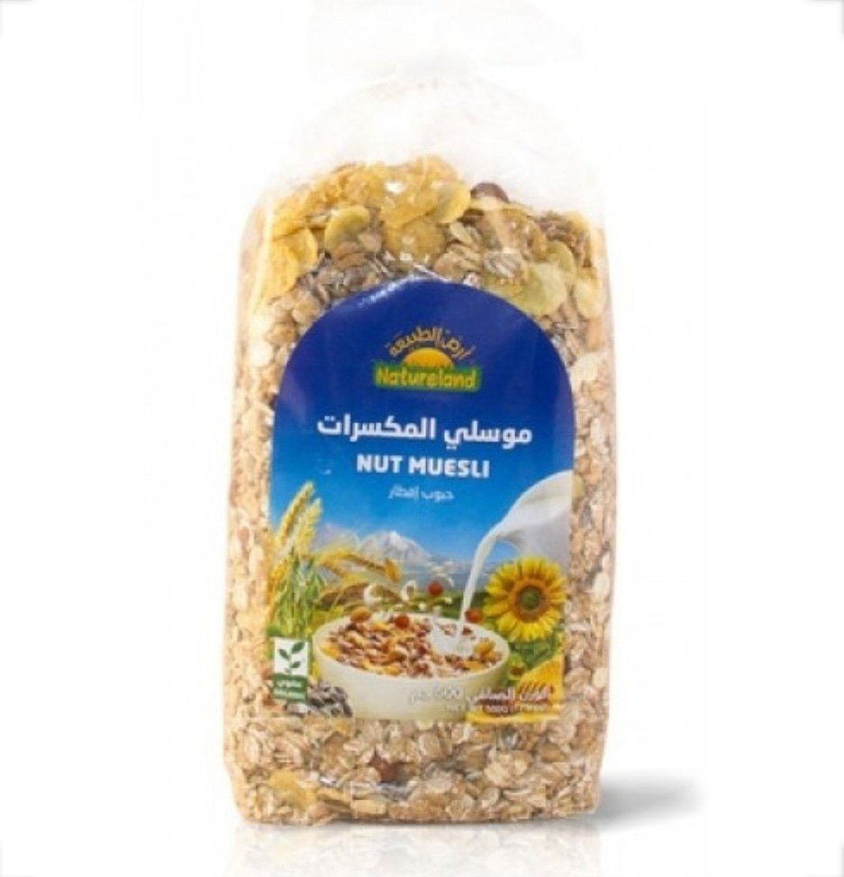 موسلي المكسرات؛ حبوب إفطار؛ عضوي