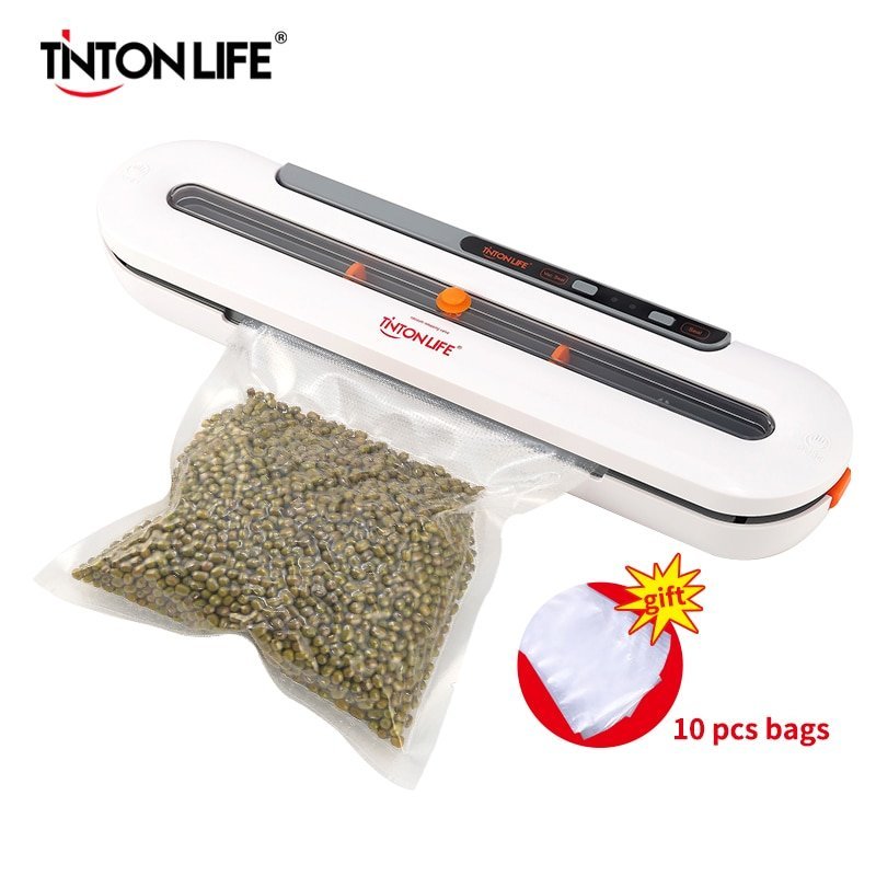 آلة تغليف وشفط هواء للأطعمة مع 10 قطع اكياس بقوة 80 واط من شركة TINTON LIFE